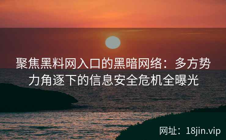 聚焦黑料网入口的黑暗网络：多方势力角逐下的信息安全危机全曝光
